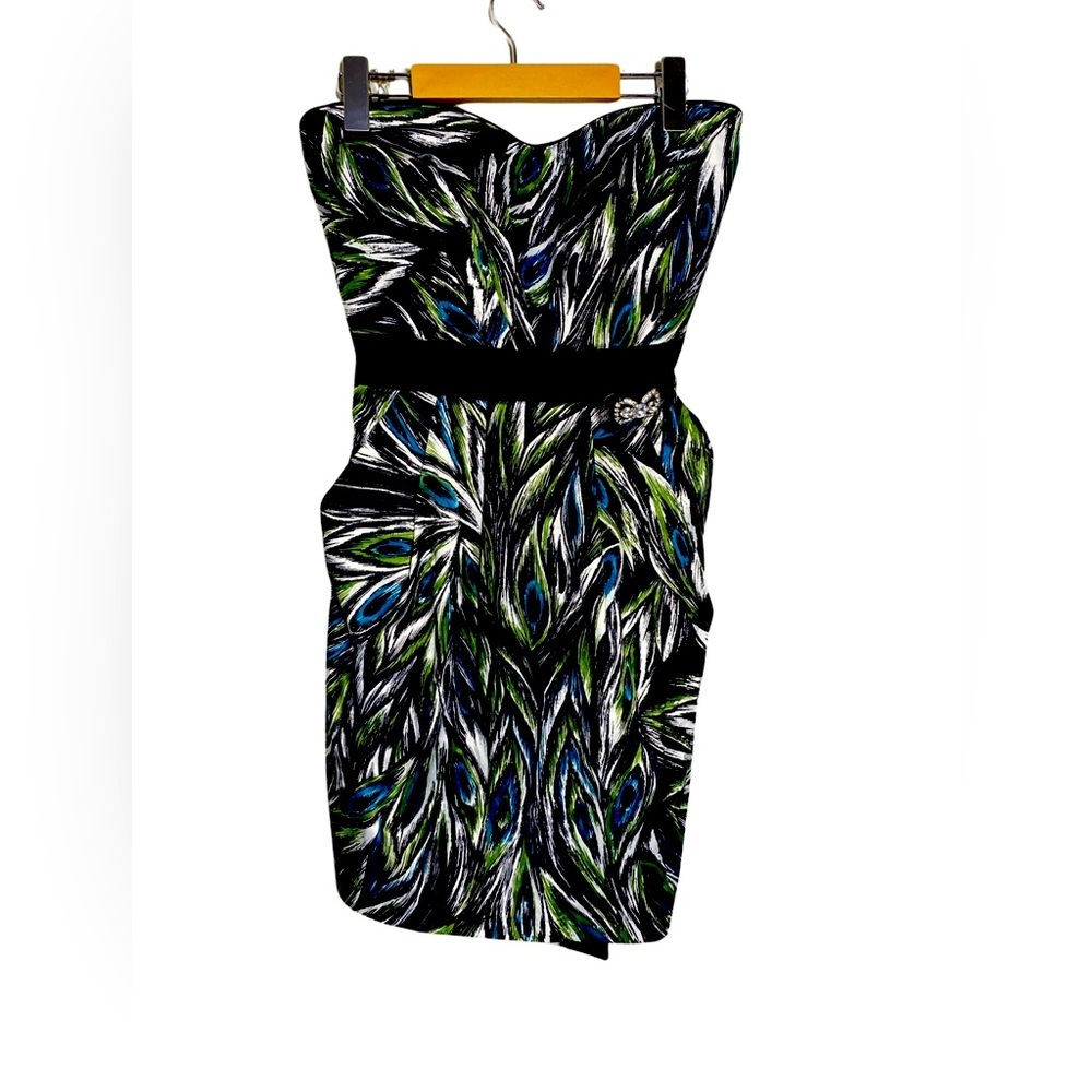 Trixxi Peacock strapless mini dress